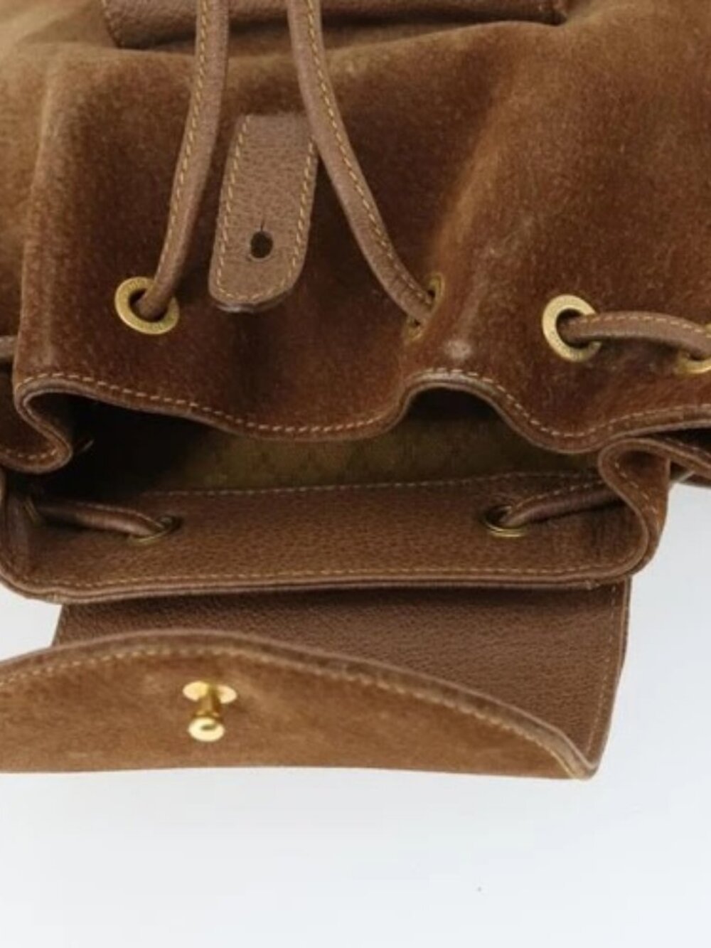 GUCCI Bamboo Backpack Suede Brown Gold 003 - Picture 12 of 16